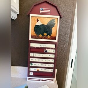 Perpetual Calendar Hanging Cherry Red Wood. Cottage Core. Farmhouse.